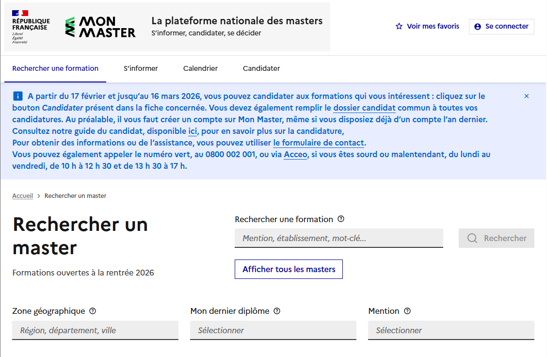 Trouver mon Master